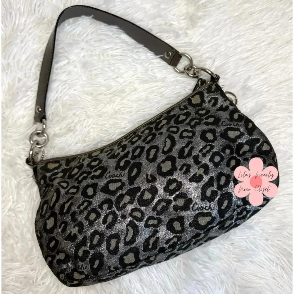 y2k COACH Leopard Silver Metallic Mini Purse shoulder bag - Picture 2 of 10